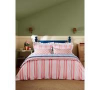 Joules Pure Cotton Siesta Stripe Bedding Set Red Mix
