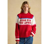 Joules Slogan Crew Neck Jumper with Wool Red Mix