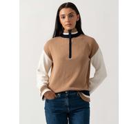 Joules Varsity Zip Womens 1/4 Zip Jumper - Tan Brown - Tan Brown - L