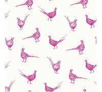 Graham & Brown Joules Flirty Pheasants Truly Pink Wallpaper | Easy Paste The Wall Application | Pink Animal Design | Eco Friendly