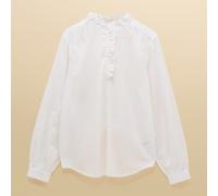 Joules White Melaine Ruffle Collar Long Sleeve Blouse