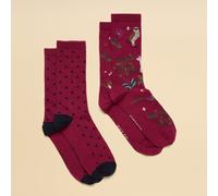Joules Women's Everyday 2 Pack Socks - Dark Pink - Size: One Size