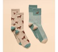 Joules Women's Everyday 2 Pack Socks - Khaki