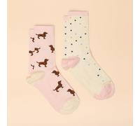 Joules Everyday 2 Pack Womens Socks - Pink/Blue - Pink/Blue - One Size