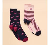 Joules Women's Everyday 2 Pack Socks - Navy Print - Size: One Size
