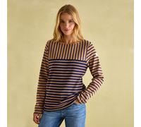 Joules Women's New Harbour Top - Brown Stripe - Size: UK16