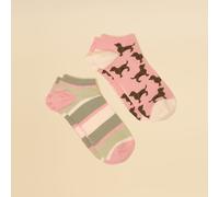 Joules Women's Rilla 2 Pack Socks - Pink Print - Size: One Size