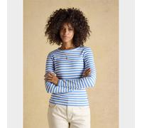 Joules Women's Sophie Navy Striped Long Sleeve Ribbed Fitted T-Shirt, Multi 12
