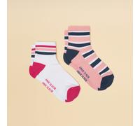 Joules Women's Volley 2 Pack Socks - Pink Print - Size: One Size