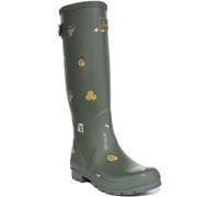 Joules Women's Welly Print Rain Boot, Khaki Bee, 3 UK