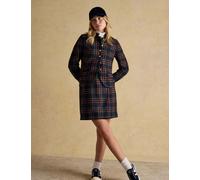 Joules Wool Rich Checked Mini Wrap Pencil Skirt Navy Mix