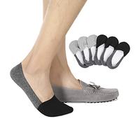 Joulli Mens No Show Socks Non-Slip Grips Casual Low Cut Boat Sock 6 Pack, Black Gray,light Gray, 6-11