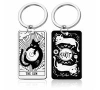 JOULOTE Tarot Keyring, Cat Keychain Bag Charms for Women | Lucky Key Rings with Double-Sided and Star Cards Design Gifts for Girls Boys Friend Family Colleagues