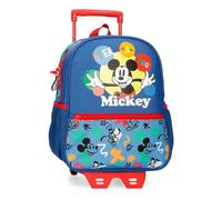 Joumma Bags Disney Mickey Peek a Boo School Bag, Polyester, Multiple Pockets and Compartments, Wide Shoulder Straps, Ergonomic Padded Shoulder Straps, Blue, 27 x 33 x 11 cm, Backpack 33 + Trolley