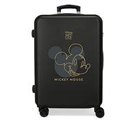 Joumma Disney Mickey Outline, Cabin Suitcase, Made of ABS, a Durable and Lightweight Material, Four Double Wheels with Multi-Directional Swivel, Side Combination Lock. By Joumma Bags, Black/White