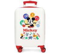 Joumma Disney Mickey Peek a Boo Cabin Suitcase White 33 x 50 x 20 cm Rigid ABS Side Combination Lock 28.4L 2 kg 4 Double Wheels Luggage Hand Luggage, White, Cabin Suitcase