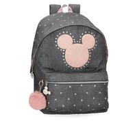 Joumma Disney Mickey Studs School Backpack for Laptop Adaptable Black 31x44x15cm Polyester 20.46L, Black/White, Adaptable Laptop School Backpack