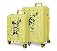 Joumma Disney Minnie Line Luggage Set Yellow 55/65 cm Rigid 6.8 kg TSA Closure Integrated ABS 6.8 kg 109L Extendable Carry-on Luggage