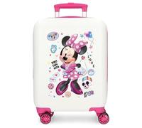 Joumma Disney Minnie Party Cabin Suitcase, White, Children's Suitcase, Rigid ABS, Side Combination Lock, 28.4L, 2kg, 4 Double Wheels, Hand Luggage