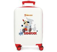 Joumma Disney Pinocchio & Litle Sidekick Cabin Suitcase White 33 x 50 x 20 cm Hard ABS Side Combination Lock 28.4L 2 kg 4 Double Wheels Luggage Hand Luggage, White, Cabin Suitcase