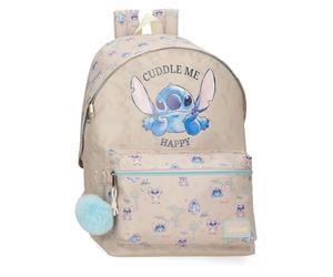 Joumma Disney Stitch Cuddle Me Happy Backpack, made of polyester, with wide, adjustable shoulder straps that fit comfortably on your back. By Joumma Bags