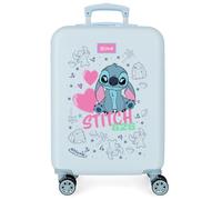 Joumma Disney Stitch Hearts Cabin Suitcase Blue 38 x 55 x 20 cm Hard ABS Combination Lock Side 35L 2 kg Hand Luggage