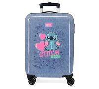 Joumma Disney Stitch Hearts Cabin Suitcase Blue 38 x 55 x 20 cm Rigid 2 kg Combination Lock Side ABS 2 kg 35L Hand Luggage