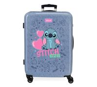 Joumma Disney Stitch Hearts Medium Suitcase Blue 46x65x23 cm Rigid 3 kg Combination Lock Side ABS 3 kg 56L
