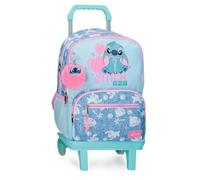 Joumma Disney Stitch Hearts School Backpack Double Compartment with Trolley 15.6" Blue 32x44x17cm Polyester 23.94L