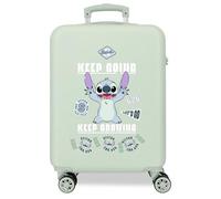 Joumma Disney Stitch Keep Going Cabin Suitcase Green 38 x 55 x 20 cm Rigid 2 kg Combination Lock Side ABS 2 kg 35L Hand Luggage