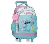 Joumma Disney Stitch Little Destruction Backpack Compact 2 Wheels Turquoise Green 32x45x21cm PVC