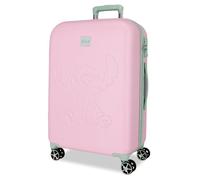 Joumma Disney Travelling with Stitch Medium Suitcase Pink 44 x 60 x 26 cm Rigid 3.85 kg TSA Lock ABS 3.8 kg 68.64L, Pink, One Size, Medium Suitcase