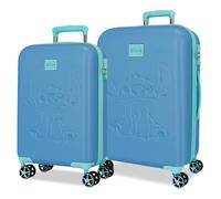 Joumma Disney Travelling with Stitch Suitcase Set Blue 55/60 cm Rigid 6.3 kg TSA Closure ABS 6.25 kg 100.64L Carry-on Luggage, Blue, One Size, Suitcase Set