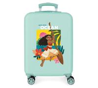 Joumma Disney Vaiana Sea Vibes Cabin Suitcase Turquoise Blue 38 x 55 x 20 cm Rigid ABS Side Combination Lock 34L 2.6 kg 4 Double Wheels Hand Luggage