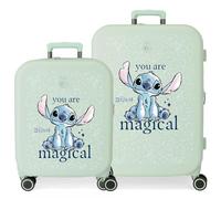 Joumma Disney You are Magical Suitcase Set Green 55/70 cm Rigid 7.5 kg TSA Lock Integrated ABS 7.5 kg 116L Hand Luggage