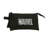 Joumma Marvel Characters Logo Pencil case Triple Black 22x12x5cm Polyester 1.32L, Black/White, One Size, Triple Case