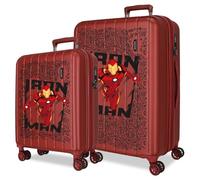 Joumma Marvel Ironman Luggage Set Red 55/65 cm Rigid 6.8 kg TSA Lock Integrated ABS 6.8 kg 109L Extendible Hand Luggage