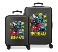 Joumma Marvel Spider-Man Urban Hero Suitcase Set Black 46x65x23 cm Hard-Shell ABS Side Combination Lock 91L 5.6kg 4 Double Wheels Hand Luggage