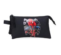 Joumma Marvel Spiderman Attack Triple Pencil case Black 22x12x5cm Polyester, Black/White, Triple Case