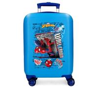 Joumma Marvel Spiderman Wall Crawler Blue Cabin Suitcase 33x50x20 cm Rigid ABS Side Combination Lock 28.4L 2.3kg 4 Double Wheels