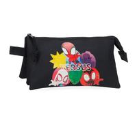 Joumma Marvel Versus Spidey Triple Pencil case Black 22x12x5cm Polyester 1.32L, Black/White, One Size, Triple Case