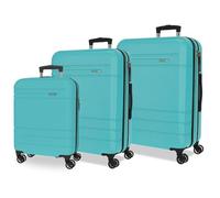 Joumma Movom Galaxy Suitcase Set Turquoise Blue 55/68/78 cm Rigid ABS Combination Lock Integrated 221L 11.4 kg 4 Double Wheels Extendable Hand Luggage