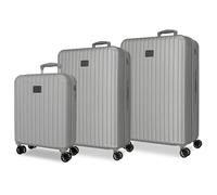 Joumma Movom Timber Luggage Set Silver 55/68/78 cm Rigid ABS Integrated Combination Padlock 217L 11.1kg 4 Double Wheels Extendable Hand Luggage