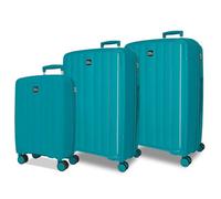Joumma Roll Road Acadia Suitcase Set Turquoise Green 55/65/75 cm Rigid Polypropylene Integrated Combination Padlock 210L 10.2kg 4 Double Wheels Extendable Hand Luggage