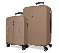 Joumma Roll Road Formentera Luggage Set Champagne 55/65 cm Rigid ABS Combination Lock Integrated 91L 6 kg 4 Wheels Double Hand Luggage