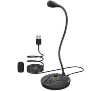 JOUNIVO USB Computer Microphone JV605 PRO with Mute Button & Volume Knob Compatible with PC Laptop Desktop Mac PS4, Play & Plug Gooseneck Mic Recording for Gaming, Streaming, YouTube, Vocal