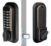 Jounjip Deadbolt Keyless Entry Door Lock - 100% Mechanical Deadbolt Lock with Thumb Turn Door Knob - Single Sided Keypad Deadbolt Lock - Oil-Rubbed Bronze - 2024