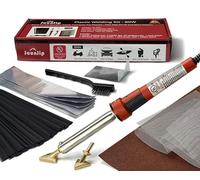 Jounjip Plastic Welding Repair Kit for Bumper, Kayak, Canoe, 2 Tips, 20 Black Plastic Rods, 2 Grids, 80W Iron, Only 110V