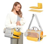 JourCraf Small Dog Sling Carrier, Front Facing Dog Carrier Sling, Hands Free Pet Carriers Bag with Padded Adjustable Strap and Poop Dispenser Machine Washable for Small Dogs Cats Travel Outdoor-Grey