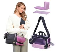 JourCraf Small Dog Sling Carrier, Front Facing Dog Carrier Sling, Hands Free Pet Carriers Bag with Padded Adjustable Strap and Poop Dispenser Machine Washable for Small Dogs Cats Travel Outdoor-Black